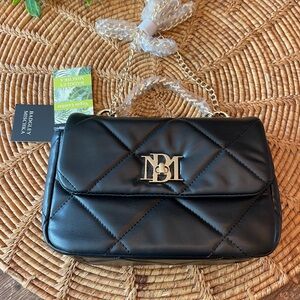 New Badgley Mischka Black Quilted Chain Crossbody Bag